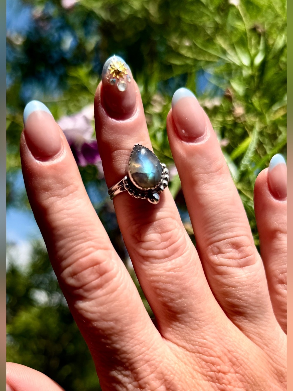 Navajo Bernadine Begay Tsosie Labradorite Sterling Silver Ring sz 6.5 Native